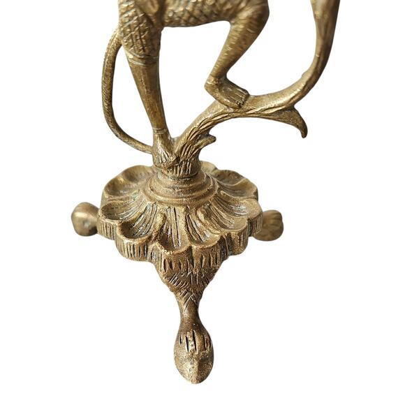 Vintage Brass Monkey Taper Candle Holder Clawfoot Feet Whimsical MCM Art Deco - Picture 2 of 13